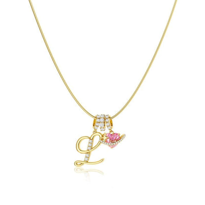 💖Dernier jour : 50 % de réduction ✨ Collier avec pendentif lettre de A à Z et trois breloques🎀