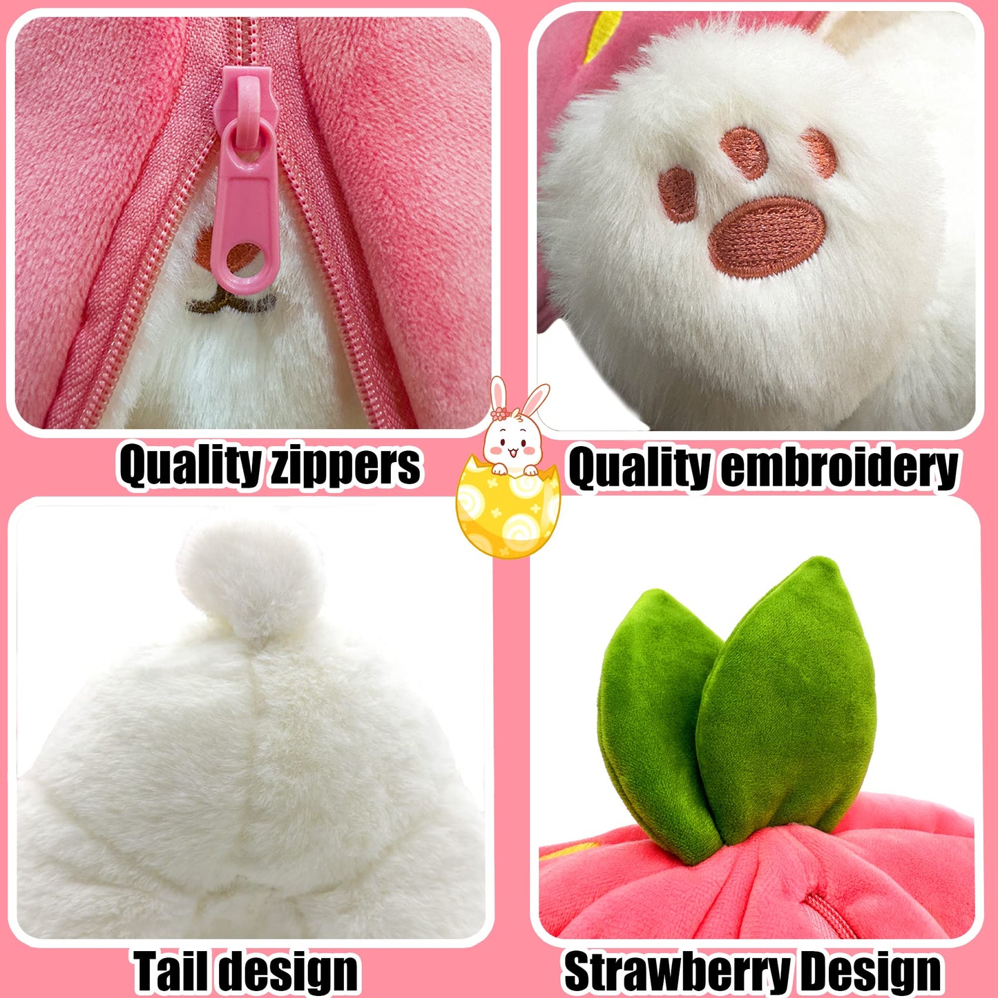 🍓 Promotion Éclair 🍓 Strawberry Bunny se transforme en petit lapin 🎀 Peluche fruitée trop mignonne 🐰