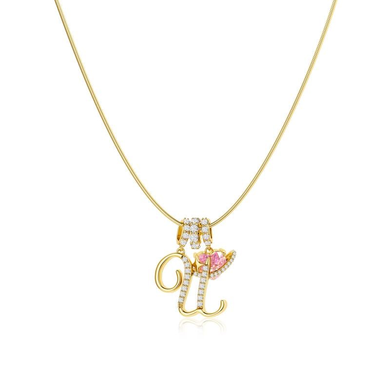 💖Dernier jour : 50 % de réduction ✨ Collier avec pendentif lettre de A à Z et trois breloques🎀