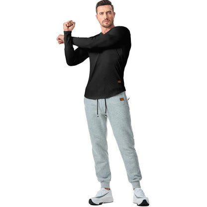 👕Haut côtelé à manches longues à col en V pour homme, pour l’entraînement, le fitness et le sport🛍️