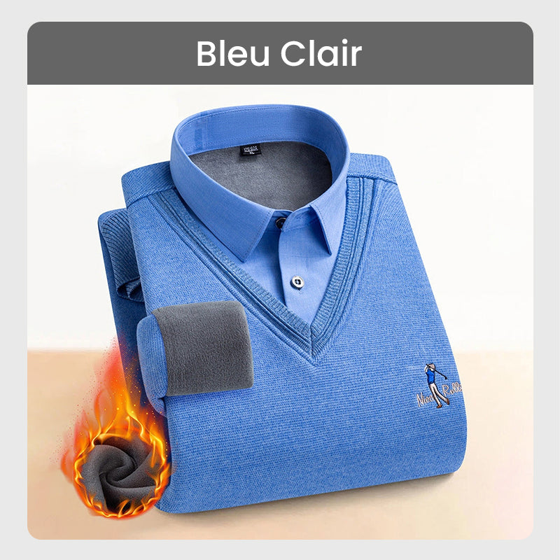 ✈️Offre spéciale🔥Haut Chaud Isolé en Polaire pour Hommes avec Col de Chemise