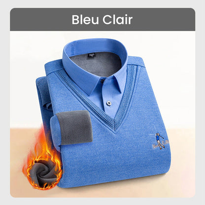 ✈️Offre spéciale🔥Haut Chaud Isolé en Polaire pour Hommes avec Col de Chemise
