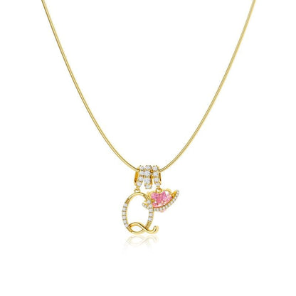 💖Dernier jour : 50 % de réduction ✨ Collier avec pendentif lettre de A à Z et trois breloques🎀