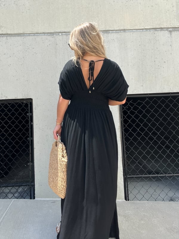 💖2025 Vente limitée - 50% DE RÉDUCTION💗Nouvelle robe longue fendue à col en V sans effort