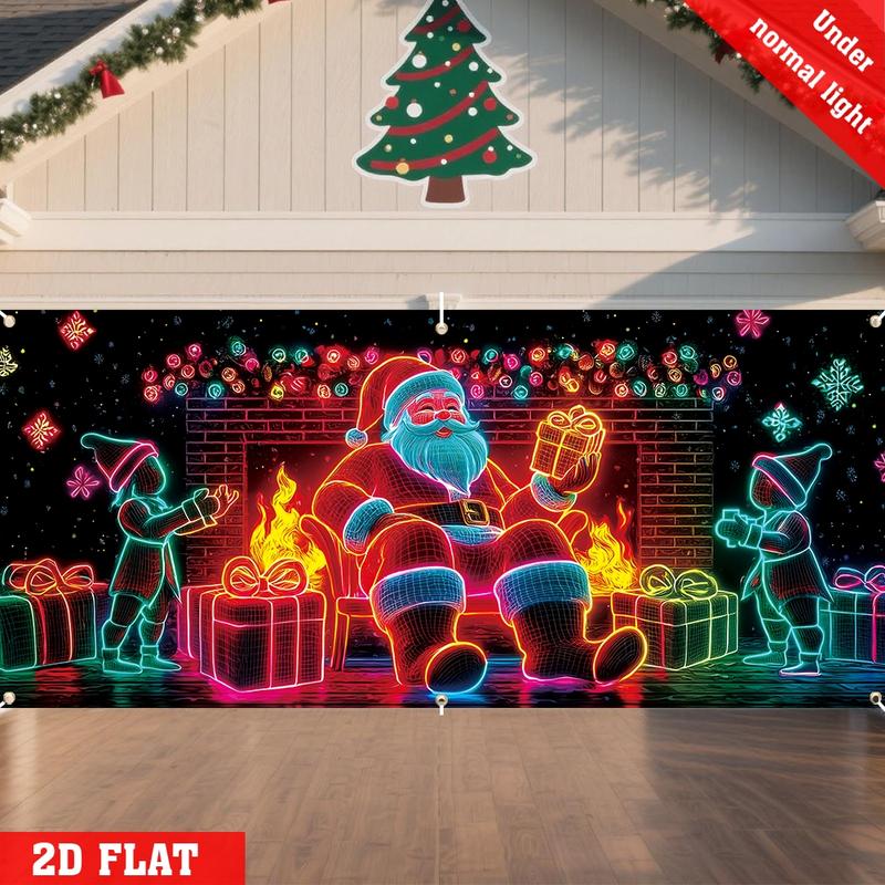 🎇🚪Bannière de Noël pour porte de garage activée par les UV, brille dans le noir🔥🎉
