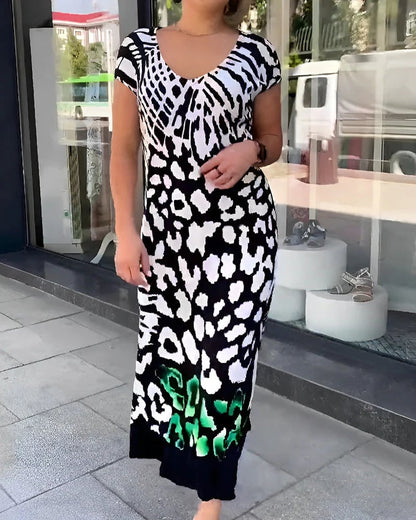 💖 Vente limitée -50% 💖 Robe décontractée à manches courtes imprimée