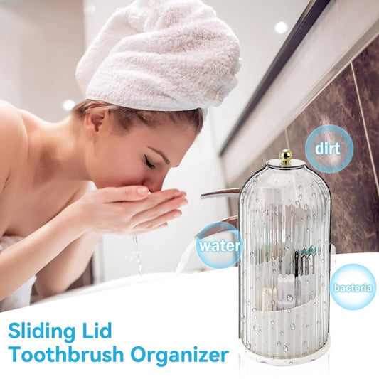 🎉🧴 60 % de réduction ! Organisateur de brosses à dents à couvercle coulissant – Salle de bain rangée, élégante & hygiénique