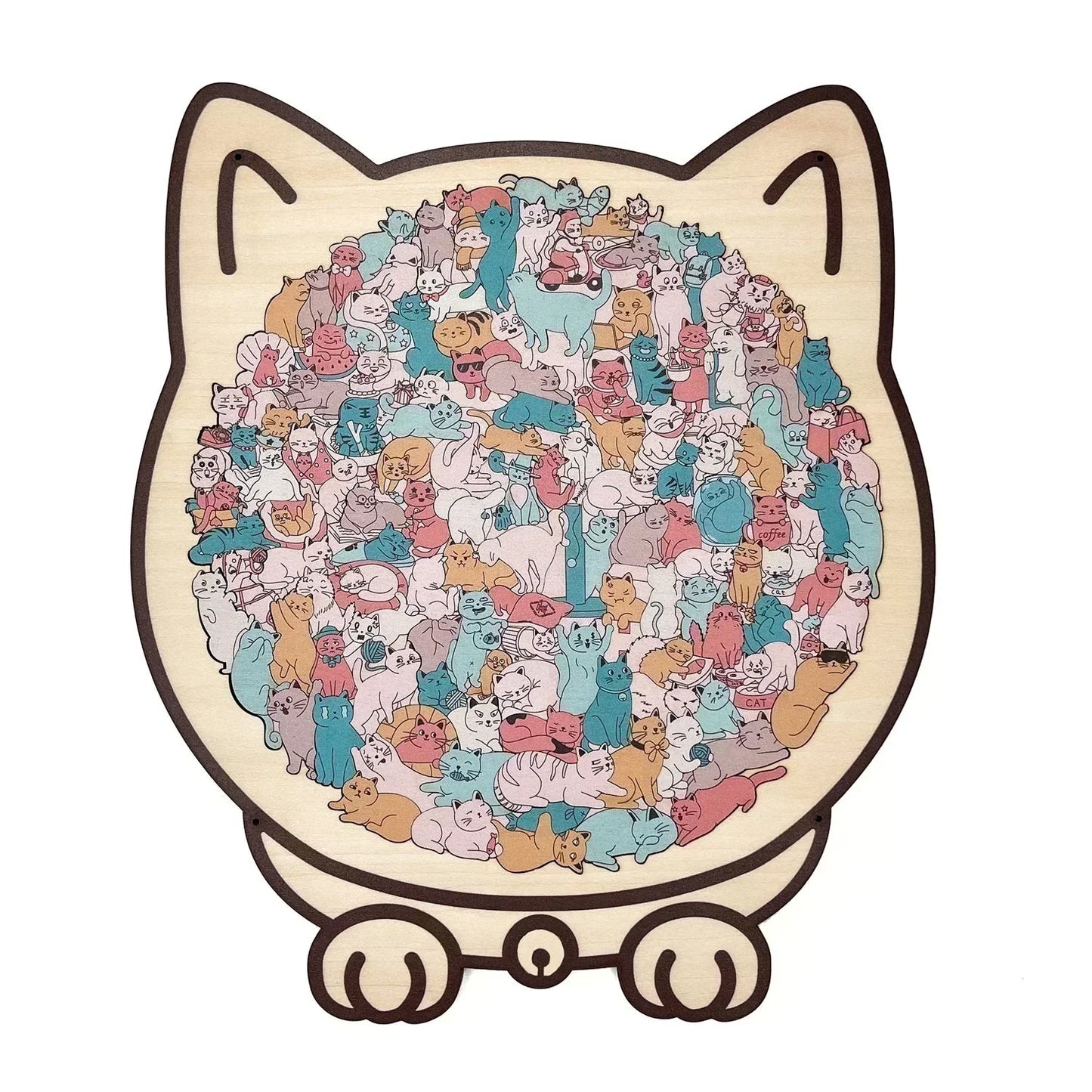 ⏳Spécial à durée limitée⏰Puzzle en bois de 135 pièces en forme de chat😸