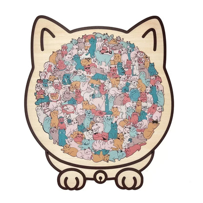 ⏳Spécial à durée limitée⏰Puzzle en bois de 135 pièces en forme de chat😸