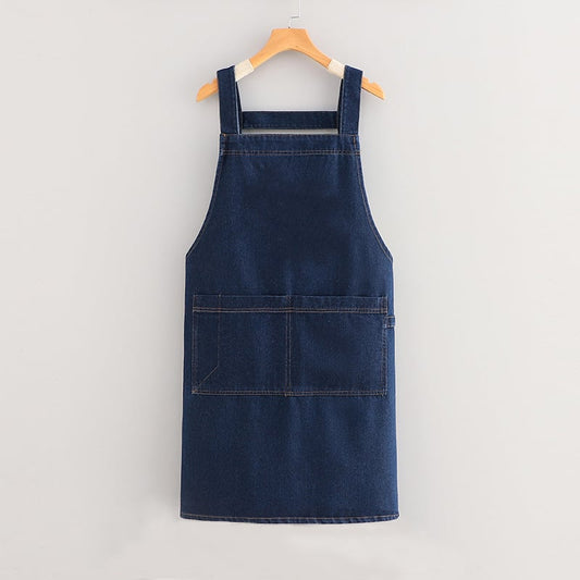 📢 50 % de réduction !!! Tablier adulte ultra-doux en jean – poches spacieuses, dos croisé & broderie tendance 🥐🤍