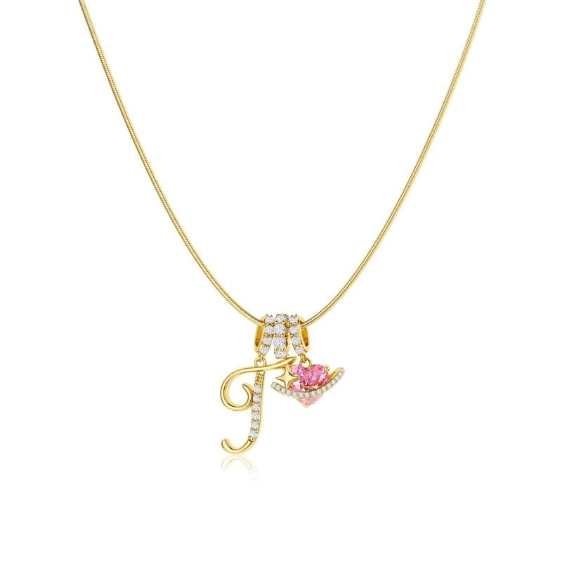 💖Dernier jour : 50 % de réduction ✨ Collier avec pendentif lettre de A à Z et trois breloques🎀