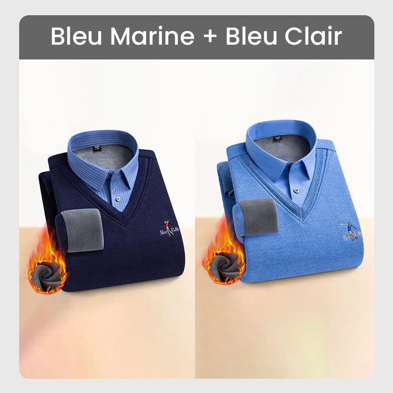 ✈️Offre spéciale🔥Haut Chaud Isolé en Polaire pour Hommes avec Col de Chemise