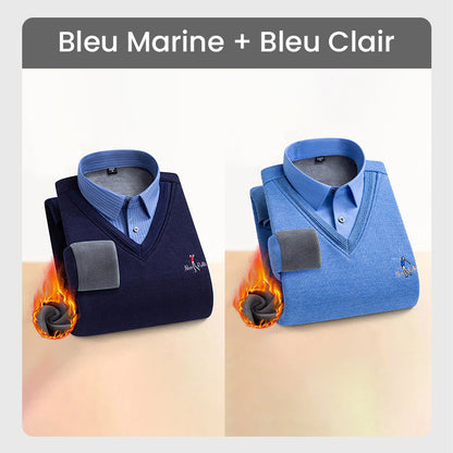 ✈️Offre spéciale🔥Haut Chaud Isolé en Polaire pour Hommes avec Col de Chemise