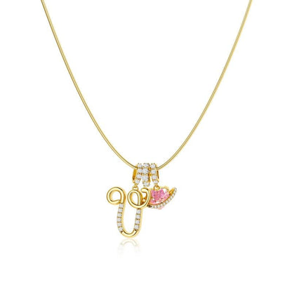 💖Dernier jour : 50 % de réduction ✨ Collier avec pendentif lettre de A à Z et trois breloques🎀
