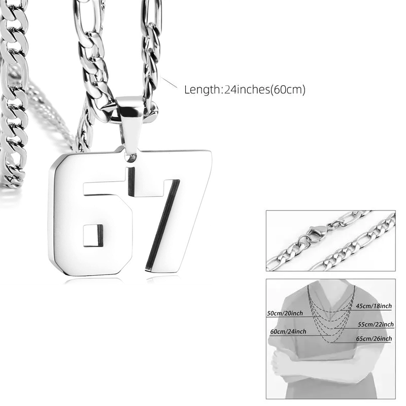 ⛄ Offre Spéciale Hiver：69 % de réduction🔥Exprimez-Vous avec le Pendentif Chiffre 67 - Un Accessoire Unique & Audacieux