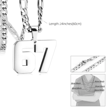 ⛄ Offre Spéciale Hiver：69 % de réduction🔥Exprimez-Vous avec le Pendentif Chiffre 67 - Un Accessoire Unique & Audacieux