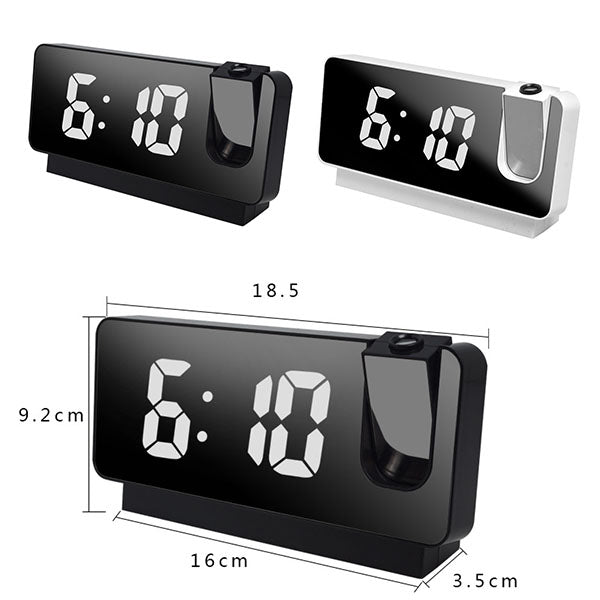 📢📢60 % de réduction !! ⏰ Réveil à Projection Miroir – Ultra-Clair, Double Alarme & Port USB de Charge