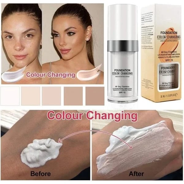 🎁 ACHETEZ 1, OFFERT 1 ! 🧴 Fond de Teint Intelligent – Change de Couleur pour S’Adapter à Votre Teint, Formule Hydratante & Légère pour Peaux Matures ✨📦