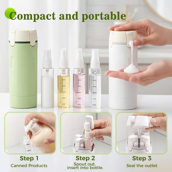 📢📢50 % de réduction ! 🧳Flacons distributeurs rechargeables 4 en 1 pour le voyage – Compact, étanche & ultra-pratique ✈️🧴