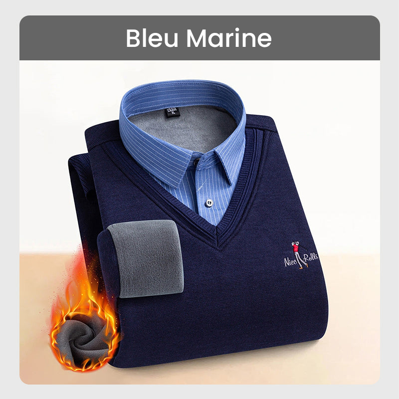 ✈️Offre spéciale🔥Haut Chaud Isolé en Polaire pour Hommes avec Col de Chemise