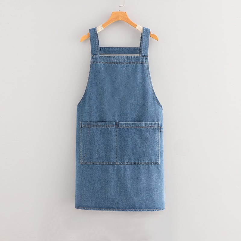 📢 50 % de réduction !!! Tablier adulte ultra-doux en jean – poches spacieuses, dos croisé & broderie tendance 🥐🤍