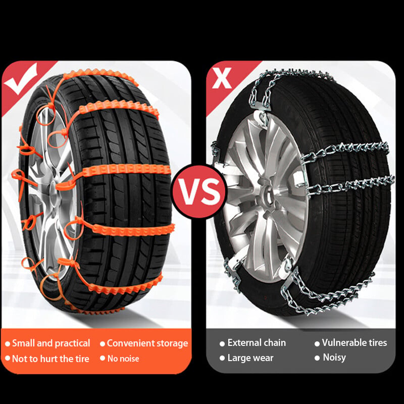 🔥 Dernier Jour de Promo ! ✨ Chaînes Antidérapantes Voiture - Nylon Résistant à -35°C, Installation Express 10s, Sécurité Toutes Routes Glissantes ❄️🚗