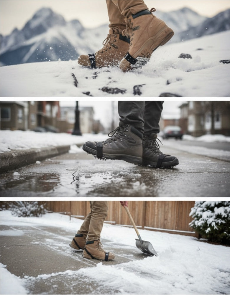 Crampons 26 Dents Acier Manganèse 🥾 | Plaques Antidérapantes en Acier Inoxydable ⚙️ | Pour Glace, Neige, Boue & Escalade ❄️🧗 | Compatibles avec Surchaussures