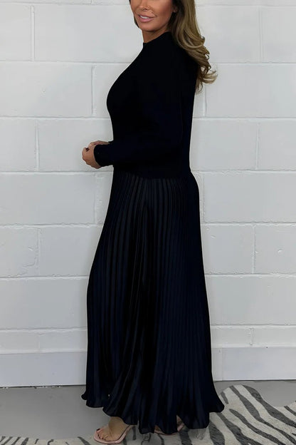 🔥Promotion Black Friday 50 % DE RÉDUCTION🔥Robe plissée à col rond élégante et raffinée pour femme
