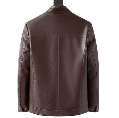 🔥  50% DE RÉDUCTION ! Veste Cuir Homme Doublure Peluche – Chaleur Hivernale, Coutures Main & Col Montant