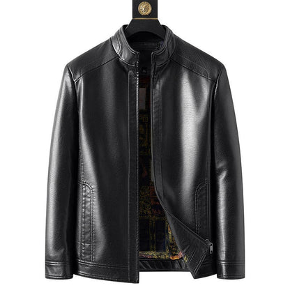 🔥  50% DE RÉDUCTION ! Veste Cuir Homme Doublure Peluche – Chaleur Hivernale, Coutures Main & Col Montant