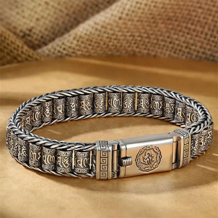 💎 60% DE RÉDUCTION ! 💎 Bracelet Roue de Prière Tibétaine – Argent 925, Porte-Bonheur & Cadeau Saint-Valentin