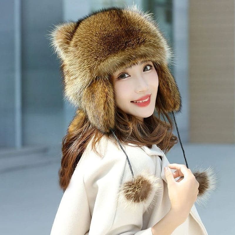 🦝Chapeau en peluche parent-enfant avec fausse queue de raton laveur☃️