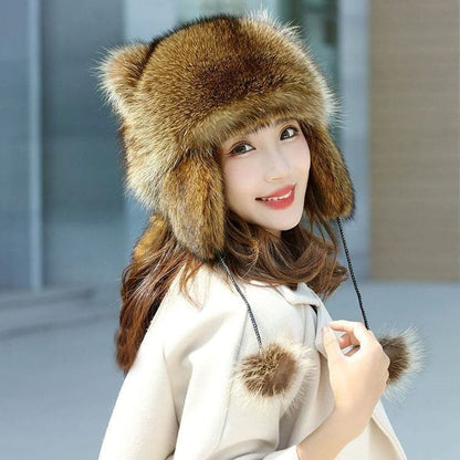 🦝Chapeau en peluche parent-enfant avec fausse queue de raton laveur☃️