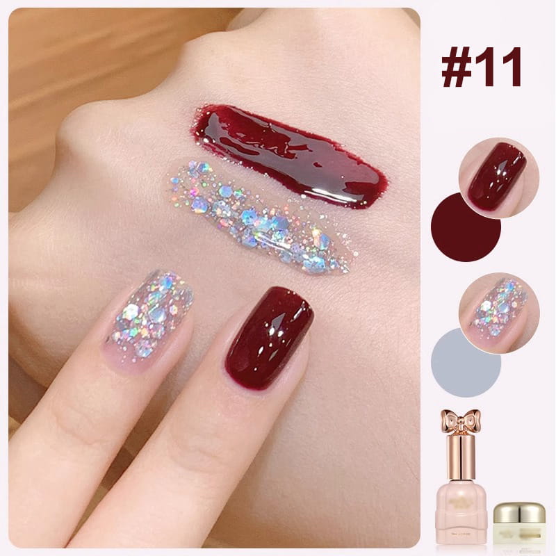 🎄 Promotion Exceptionnelle de Noël🎁Ensemble de vernis à ongles bicolores à paillettes tendance💄💅