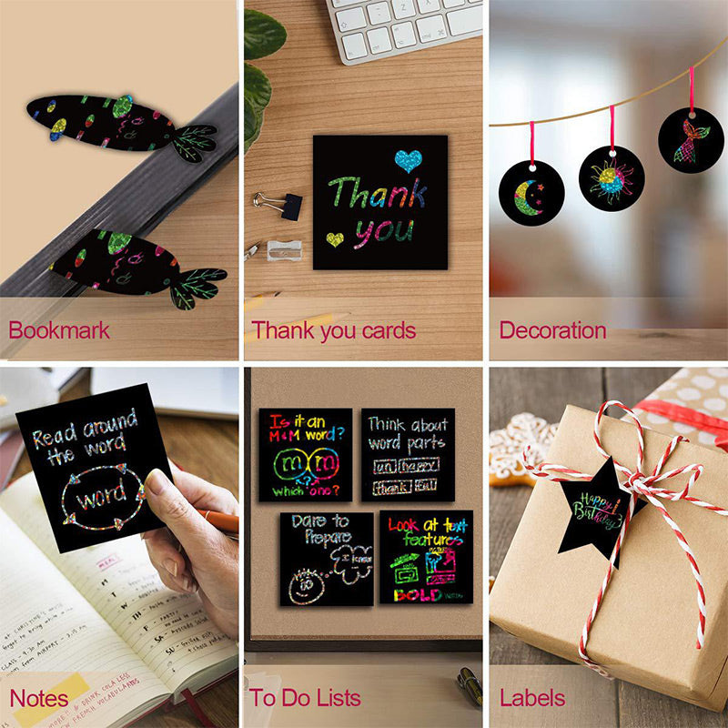 🌈 Kit Créatif DIY de Papier à Gratter Arc-En-Ciel