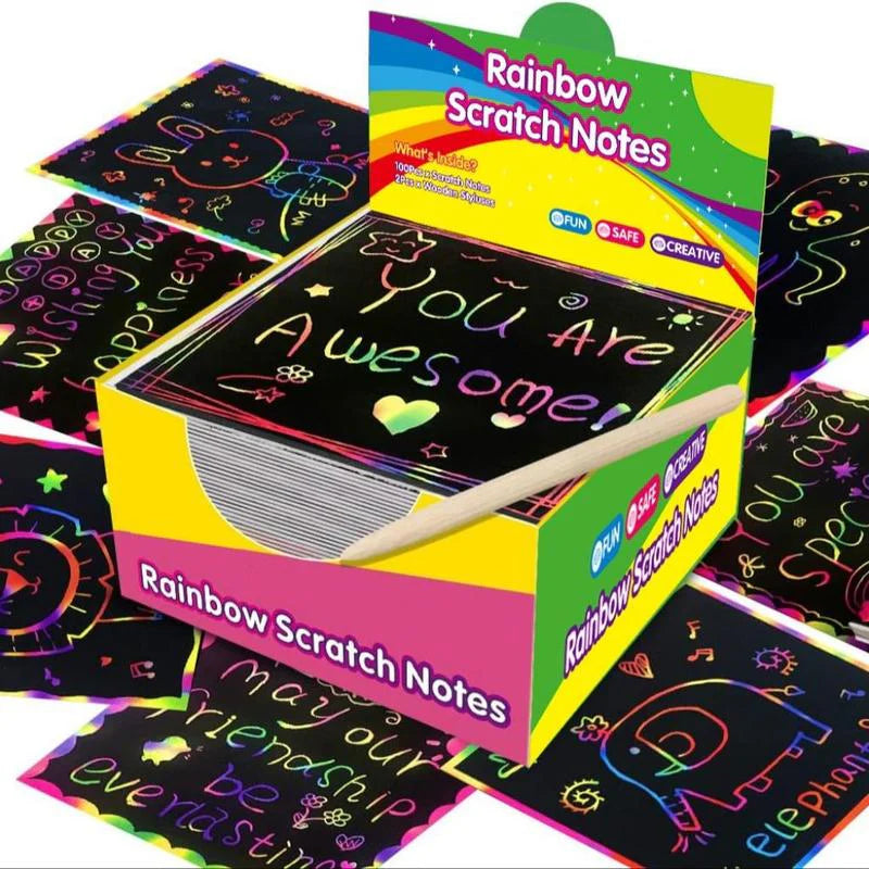 🌈 Kit Créatif DIY de Papier à Gratter Arc-En-Ciel