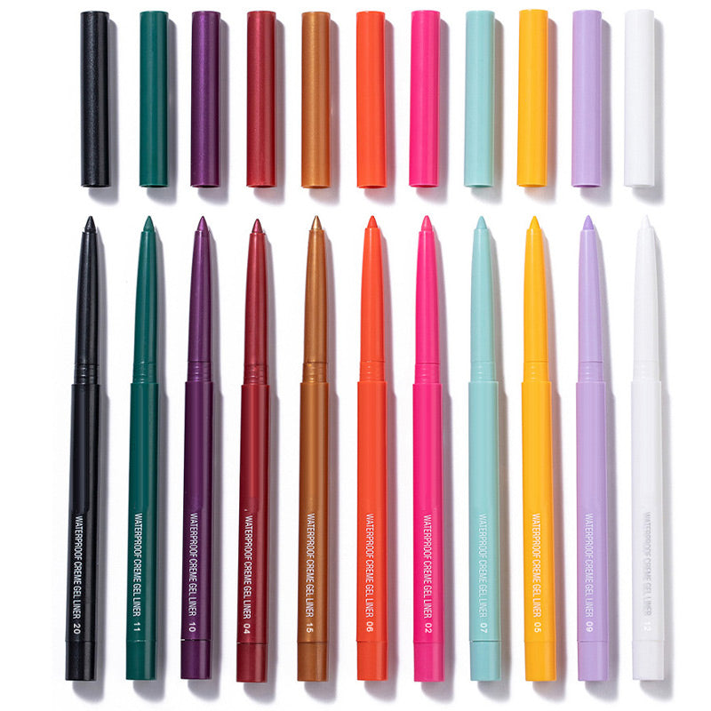 Ensemble de 20 Crayons d'Eyeliner Imperméables et Multicolores de Longue Tenue