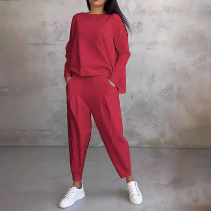 ✨️Ensemble 2 pièces haut à manches longues et pantalon à col rond