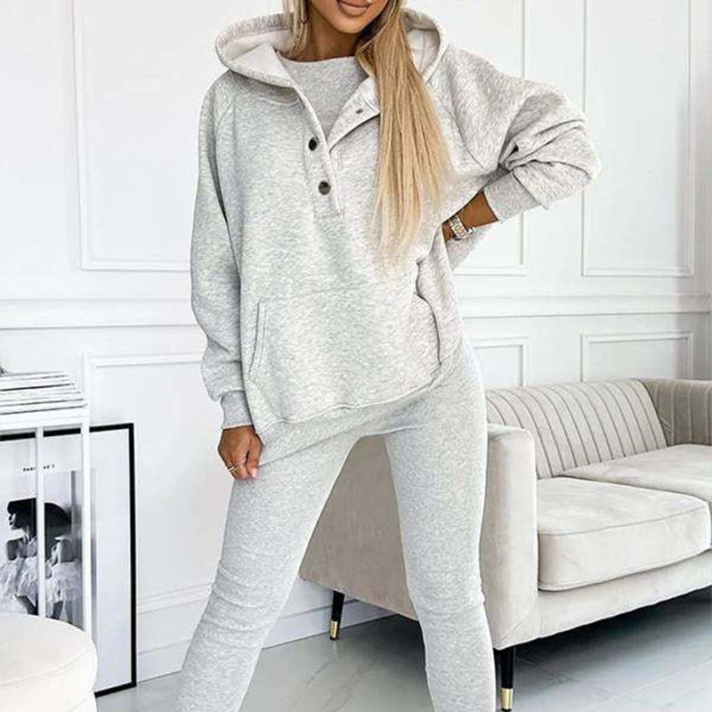 Ensemble 3 pièces pour femmes, pull à capuche, gilet Slim et pantalon, sport quotidien, 2025