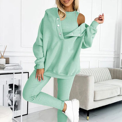 Ensemble 3 pièces pour femmes, pull à capuche, gilet Slim et pantalon, sport quotidien, 2025