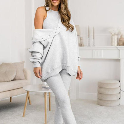 Ensemble 3 pièces pour femmes, pull à capuche, gilet Slim et pantalon, sport quotidien, 2025