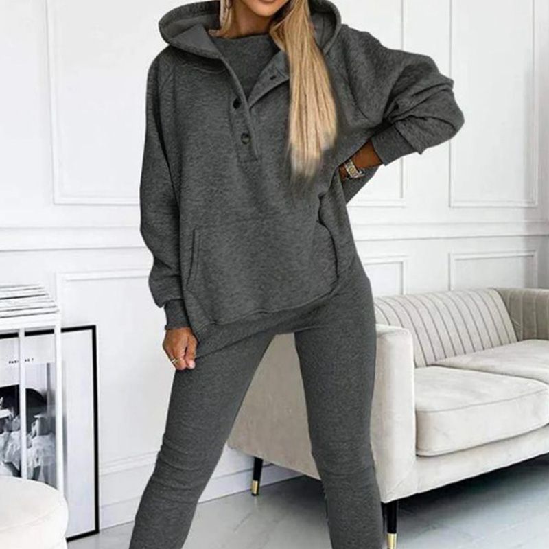 Ensemble 3 pièces pour femmes, pull à capuche, gilet Slim et pantalon, sport quotidien, 2025