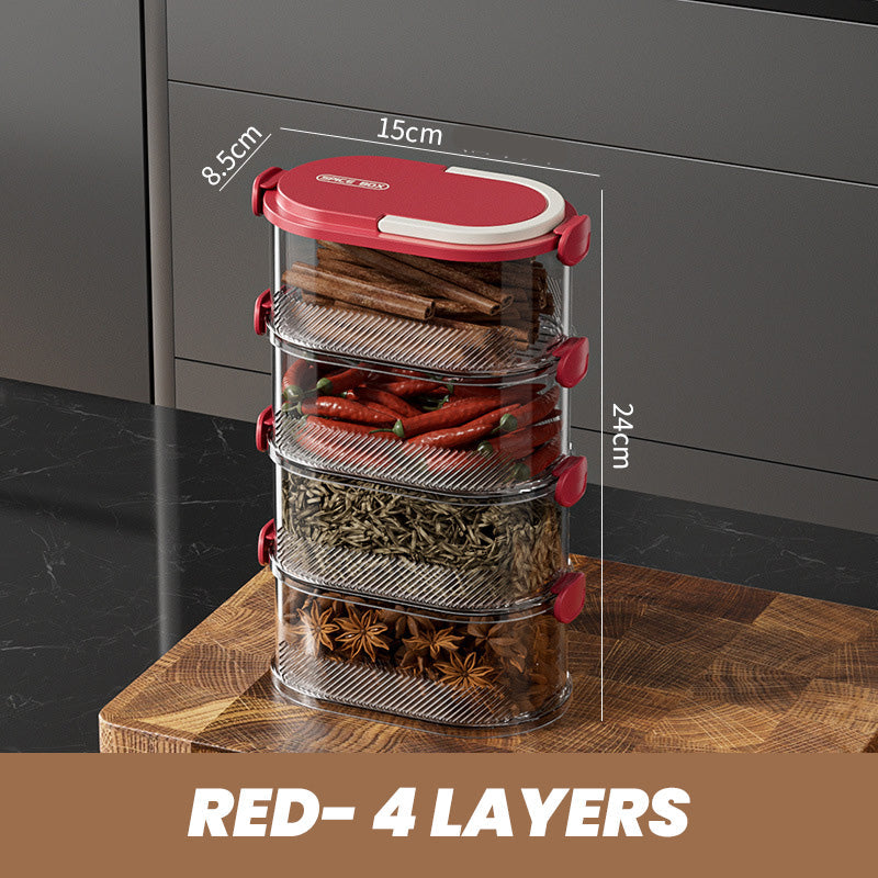 🔥L'arme secrète pour une cuisine bien rangée🔥Stockage scellé des épices en plusieurs couches