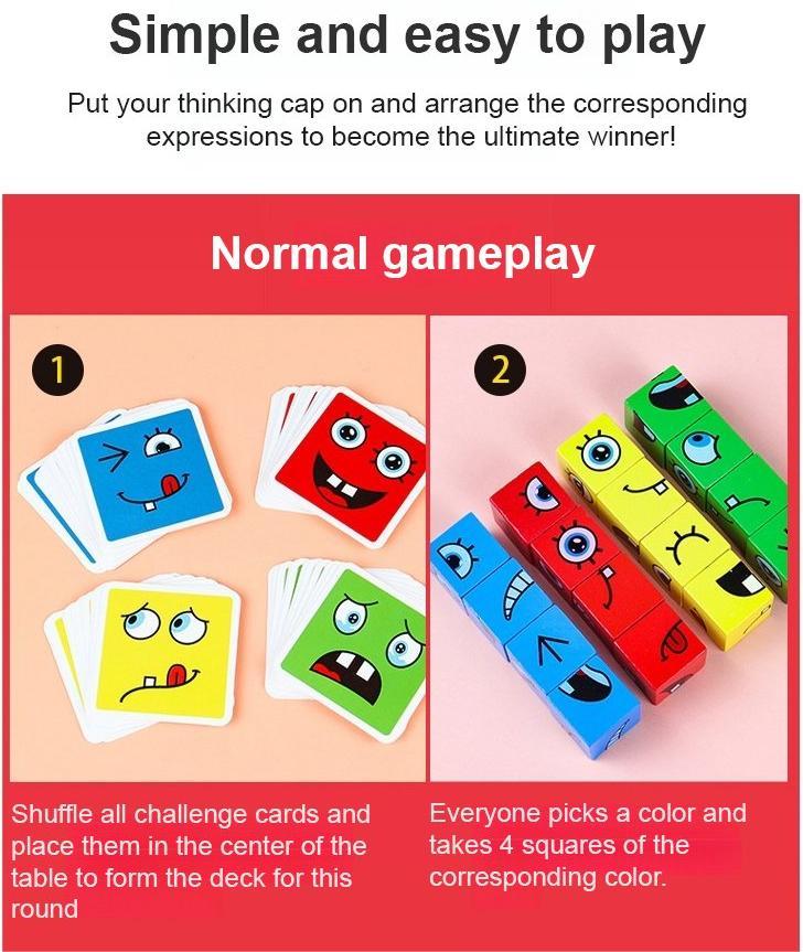🎭 Puzzle 5D Changement de Visages - Jeu Familial Interactif, Stimule la Créativité et la Logique des Enfants 👨‍👩‍👧‍👦✨