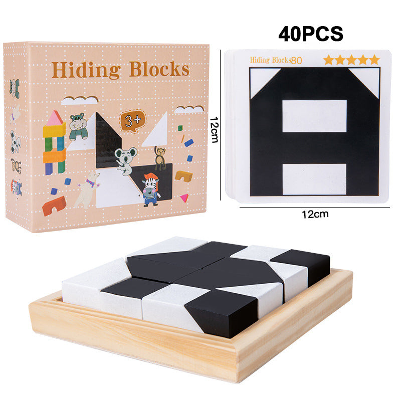 Puzzle de blocs de construction cachés🧩Jouets pour développer la capacité d'imagination spatiale des enfants🧸Jeu de société interactif parent-enfant