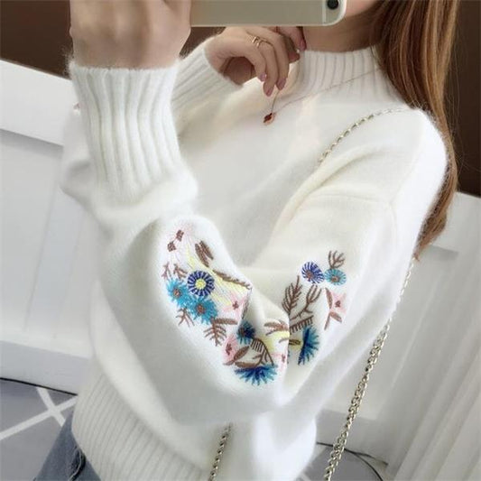 🔥🎅 62 % de réduction – Pull épais en cachemire avec broderie florale, douceur intemporelle pour toutes les occasions 💃🧶