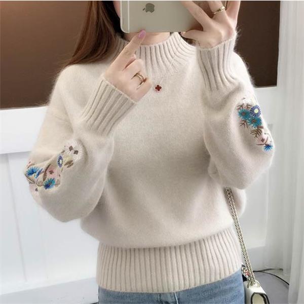 🔥🎅 62 % de réduction – Pull épais en cachemire avec broderie florale, douceur intemporelle pour toutes les occasions 💃🧶