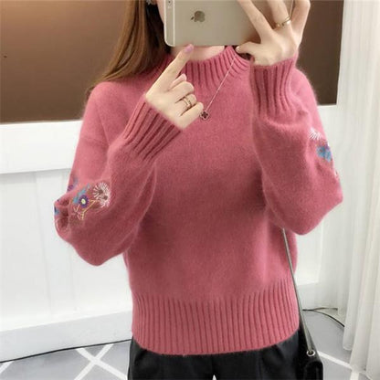 🔥🎅 62 % de réduction – Pull épais en cachemire avec broderie florale, douceur intemporelle pour toutes les occasions 💃🧶