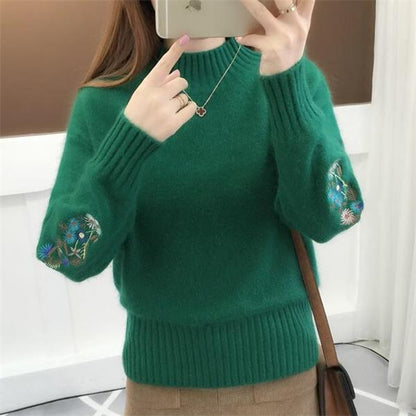 🔥🎅 62 % de réduction – Pull épais en cachemire avec broderie florale, douceur intemporelle pour toutes les occasions 💃🧶