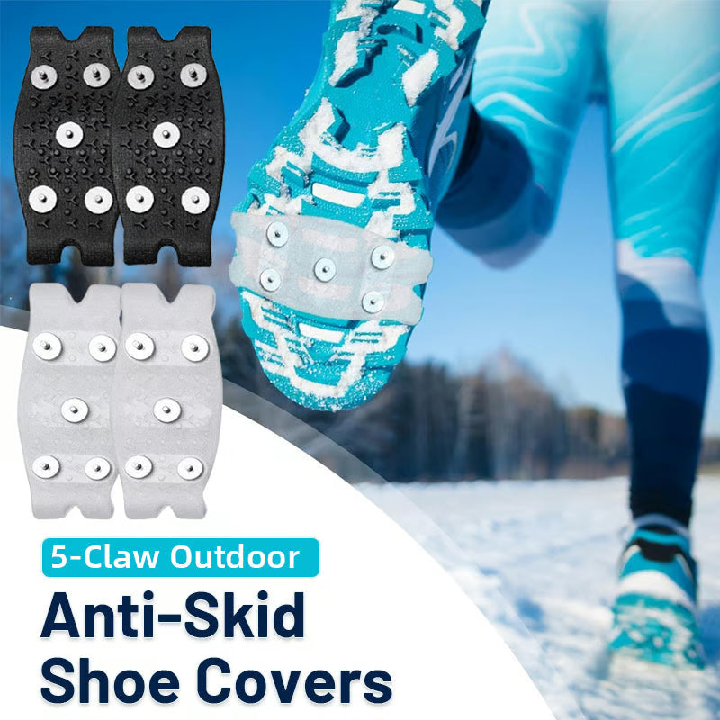 🧤 50% DE RÉDUCTION AUJOURD'HUI! ✨ Couvre-chaussures Antidérapants à 5 Griffes pour l'Extérieur - Semelle en Caoutchouc avec Griffes Réglables pour Randonnée & Glace ❄️🥾